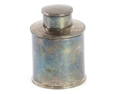 A George VI silver cylindrical tea caddy with lid, Sheffield 1943, 2¾oz, 8cm H. 