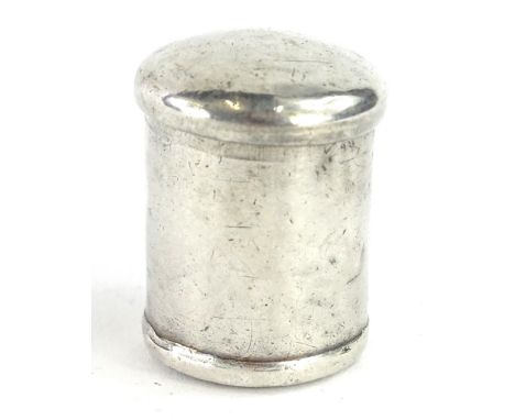 An 18thC white metal nutmeg grater, the hinged domed lid, enclosing an iron grill or grate, various indistinct stamps to unde