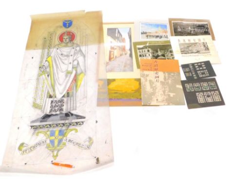 Valerie Weir (20thC). St Edmonds passage, Cambridge, print, signed to the mount, 46cm x 22cm, various other pictures, prints,