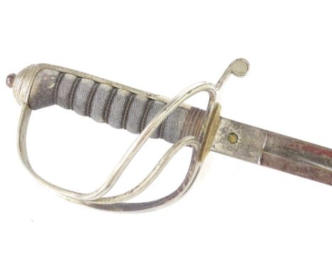 A George VI Royal Artillery officers sword,  by Hobson and Sons London, with scabbard (AF), 103cm L, blade 88cm L.