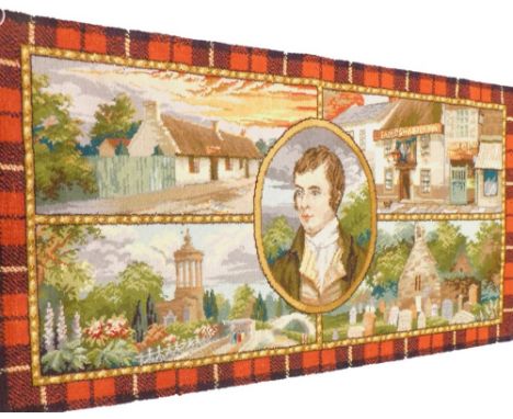 An unusual Robert Burns rug by Ayrtoun carpets, woven by WC Gray and Sons of Ayr Scotland, various labels to underside, also 