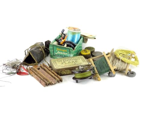 Miscellaneous fishing equipment, to include an Alcock area light Bakelite reel, other reels, accessories, etc.