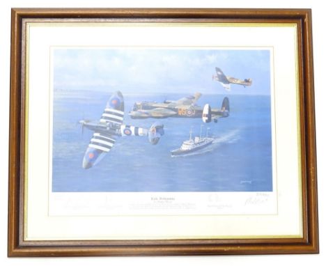 After Philip West. Rule Britannia, limited edition artist signed print, also signed by pilots, to include wing commander Pete