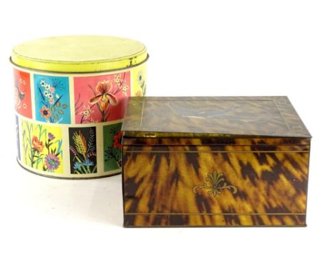 Two Bluebird toffee vintage tins, to include an example decorated in simulated tortoise-shell.