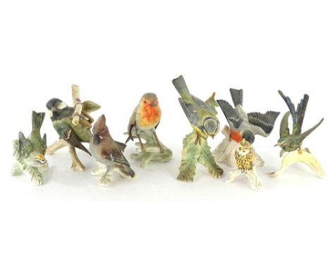 A collection of Goebel ceramic birds, to include a Robin, Blue Tit, etc.