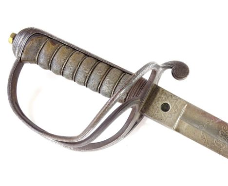 A George V 1857 pattern Royal Artillery officers sword, by Wilkinson, Pall Mall, number 27413, and a scabbard, 106cm L, blade