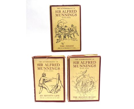 [ART]. BIOGRAPHY  Munnings, Sir Alfred. The Autobiography: An Artist's Life, The Second Burst, The Finish, three volumes, Mus