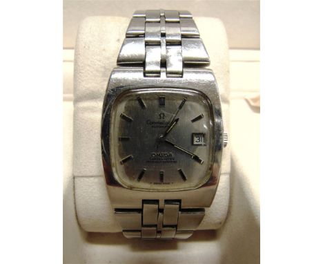 OMEGA, CONSTELLATION a gentleman's stainless steel automatic bracelet watch, the silver dial with steel black batons and hand