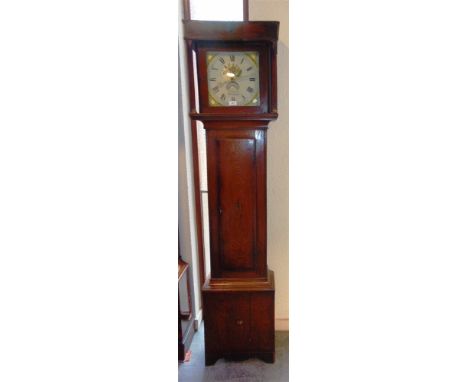 AN OAK CASED 30-HOUR LONGCASE CLOCK  the enamel dial with Roman numerals and calendar aperture, inscribed 'F SHORTE MINEHEAD'