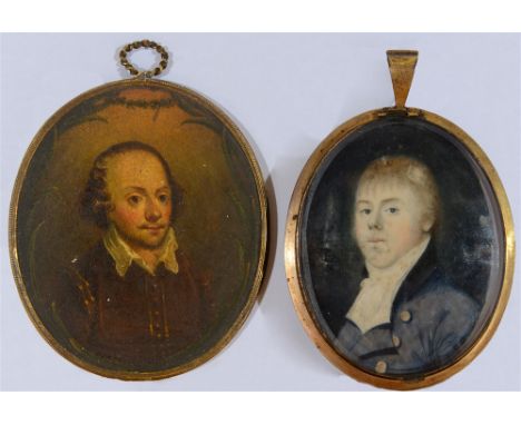 BRITISH SCHOOL (19TH CENTURY)  Portrait miniature of a young man, oil, unsigned, 6.5cm x 5cm (oval), glazed and in a gilt met