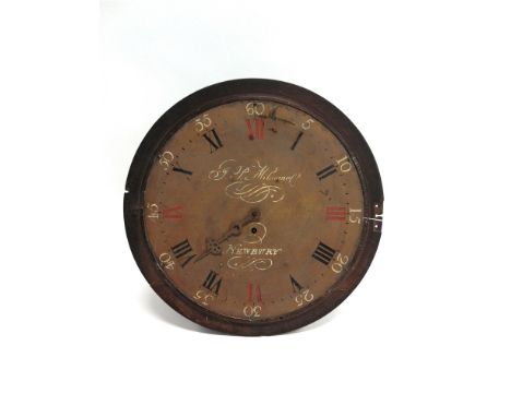 A CIRCULAR WALL CLOCK WITH FUSEE MOVEMENT  the painted dial with Roman hour markers and Arabic minutes, inscribed 'J P Milsom