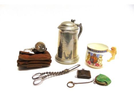 ASSORTED COLLECTABLES  comprising a plated lidded prize tankard (Marlborough College 1904 Long Jump...); a G.P.O. personnel b