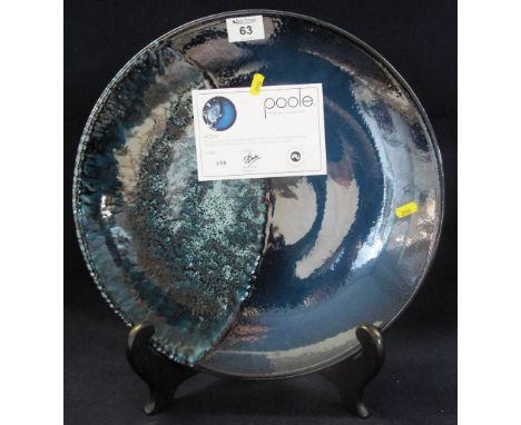 Poole pottery moon design plaque or dish, a limited edition hand decorated part of the sun and moon collection designed by Al