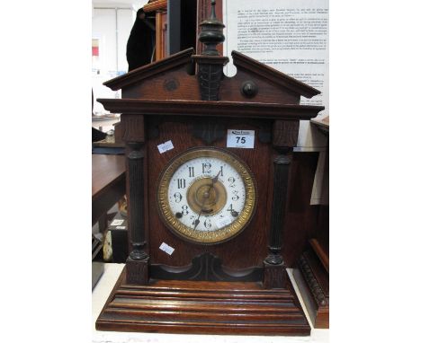 Fattorini & Sons Bradford architectural oak two train mantel clock. (B.P. 24% incl. VAT)