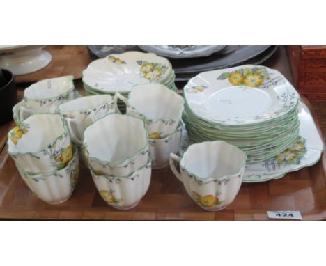 36 piece Melba bone china fluted floral teaset. (B.P. 24% incl. VAT)