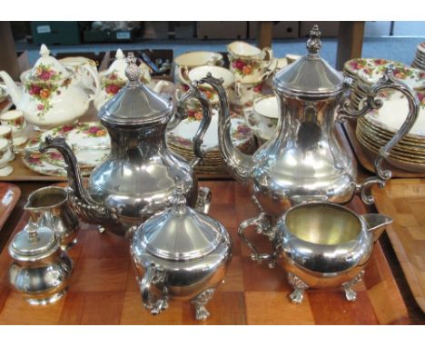 Four piece silver plated tea/coffee service, together with two other silver plated items, including a lidded sucrier and crea