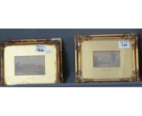 After George Baxter, four small gilt framed prints, to include; Crucis Abbey, Jerusalem, Bethlehem and Llangollen. (4)(B.P. 2