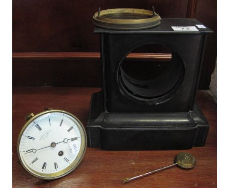 Late 19th/early 20th Century single train slate mantel clock marked Fabrique de Paris, Wilson & Gandar. (B.P. 24% incl. VAT)