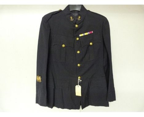 British Army dress uniform jacket with Royal Engineers insignia including bullion wire Ubique collar badges, J Samuel of Lond