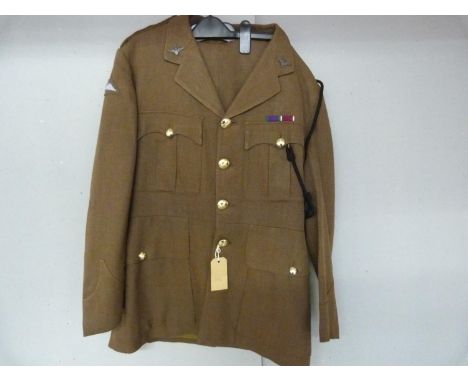 British Army dress uniform khaki green jacket with Conway Williams interior pocket label penned "...J Brimblecombe 10/8/61" h