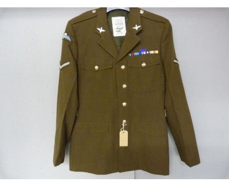 British Army dress uniform khaki green jacket with interior label penned "Fraser" with Parachute Regiment insignia including 