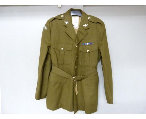 British Army dress uniform khaki green jacket with H Edgard and Sons Ltd label penned "McArdle" with Parachute Regiment insig