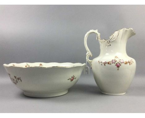 DEVONWARE WASH BASIN, EWER AND TOOTHBRUSH HOLDER,the wash basin 39.5cm diameter