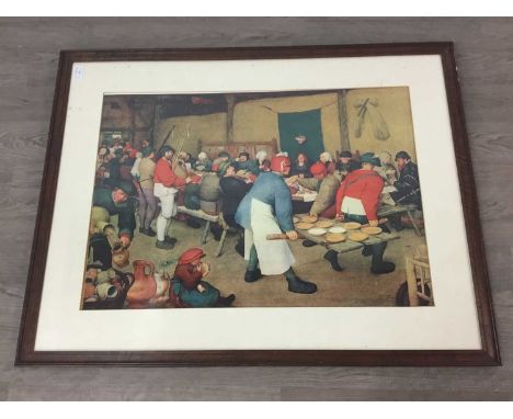 PRINT AFTER DAVID GAULD, mounted, framed and under glass, along with other framed pictures and prints, the largest measuring 