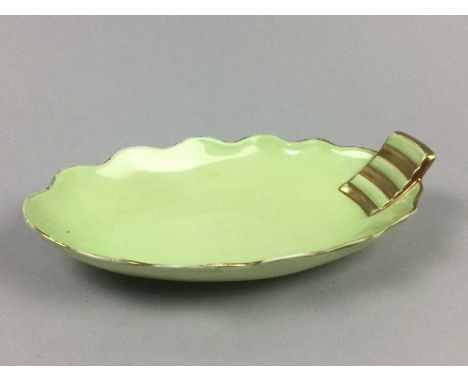 CARLTON WARE LEAF SHAPED DISH,along with other ceramics including Royal Winton and Royal Stafford, also a coloured glass bowl