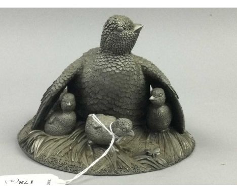 FRANKLIN MINT 'QUAIL TIME' METAL GROUP ,by Robert K. Davis, along with a Franklin Mint 'Datertag 1977' pewter tankard (2)