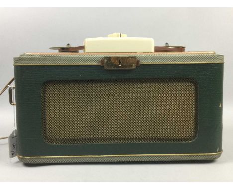 HACKER VINTAGE RADIO,along with a Gecophone, No 102, in wooden case and a vintage projector (3)Wear consistent with age in th