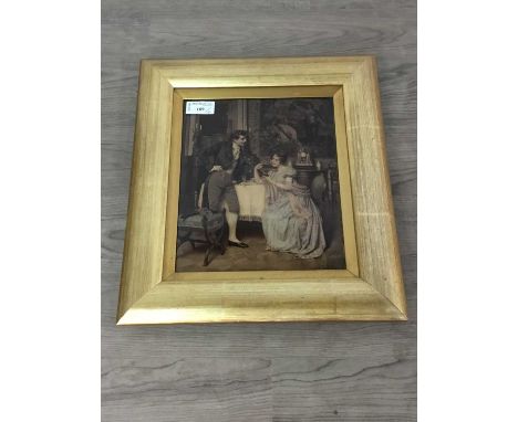 VICTORIAN CHRYSTOLEUM,in modern frame, 36cm x 33cm, along with three prints after Charles R. Mackintosh (4)