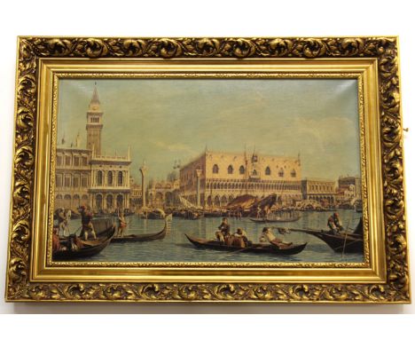A gilt framed oil finished print of Venice, 77 x 54cm.