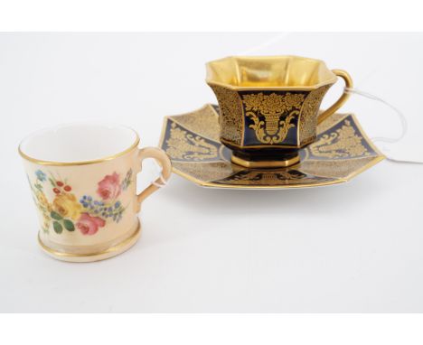 A Royal Worcester blush ivory miniature cup, and a Rosenthal cabinet cup and saucer