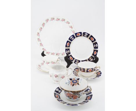 A Shelley part tea set, pattern No 8330, and a late 19th / early 20th Century Queens part tea set in an Imari palette 