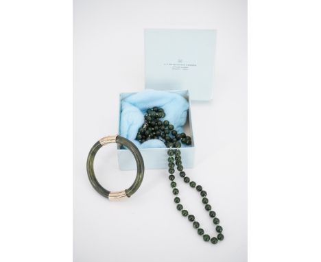 A Danish gilt metal mounted bangle and necklace retailed by A. F. Rasmussens Sonner of Denmark
