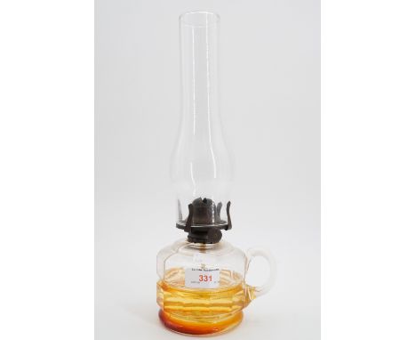 A glass oil lamp, 37 cm