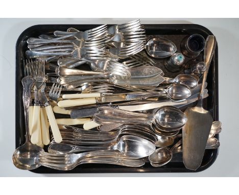 A quantity of vintage French and British electroplate and steel cutlery