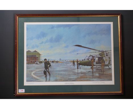 After John Wynne Hopkins, "Aldergrove Dispersal. 5 Regt Army Air Corps, Northern Ireland", limited edition print, signed by t