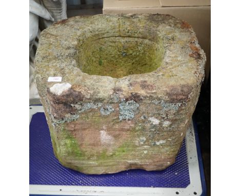 A sandstone trough / garden planter, 53 cm x 46 cm x 39 cm high