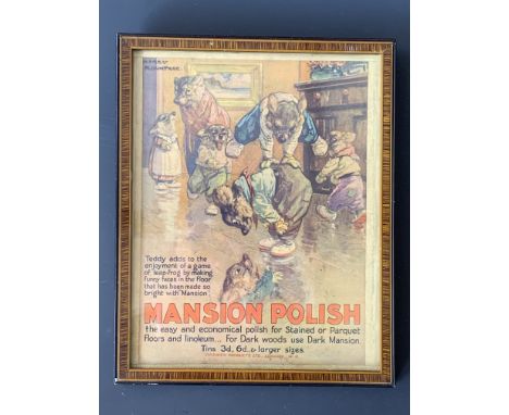 A 1920s Harry Rountree Mansion Polish comic advertising print in period frame, 17 x 22 cm