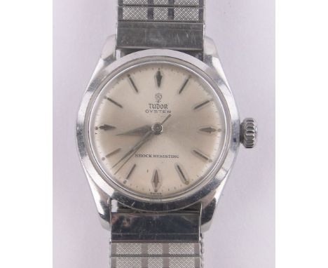 A gent's Vintage Tudor Rolex Oyster wristwatch, stainless steel case with expanding strap, ref: 7903, case width 33mm.