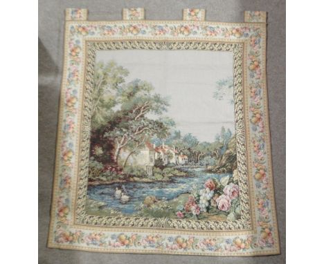 A modern machine tapestry wall hanging, width 145cm.