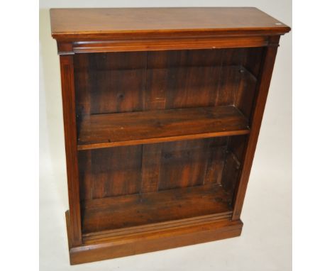 A Victorian walnut open bookcase with adjustable shelves, width 3', height 3'10", depth 12", shelf depth 9".