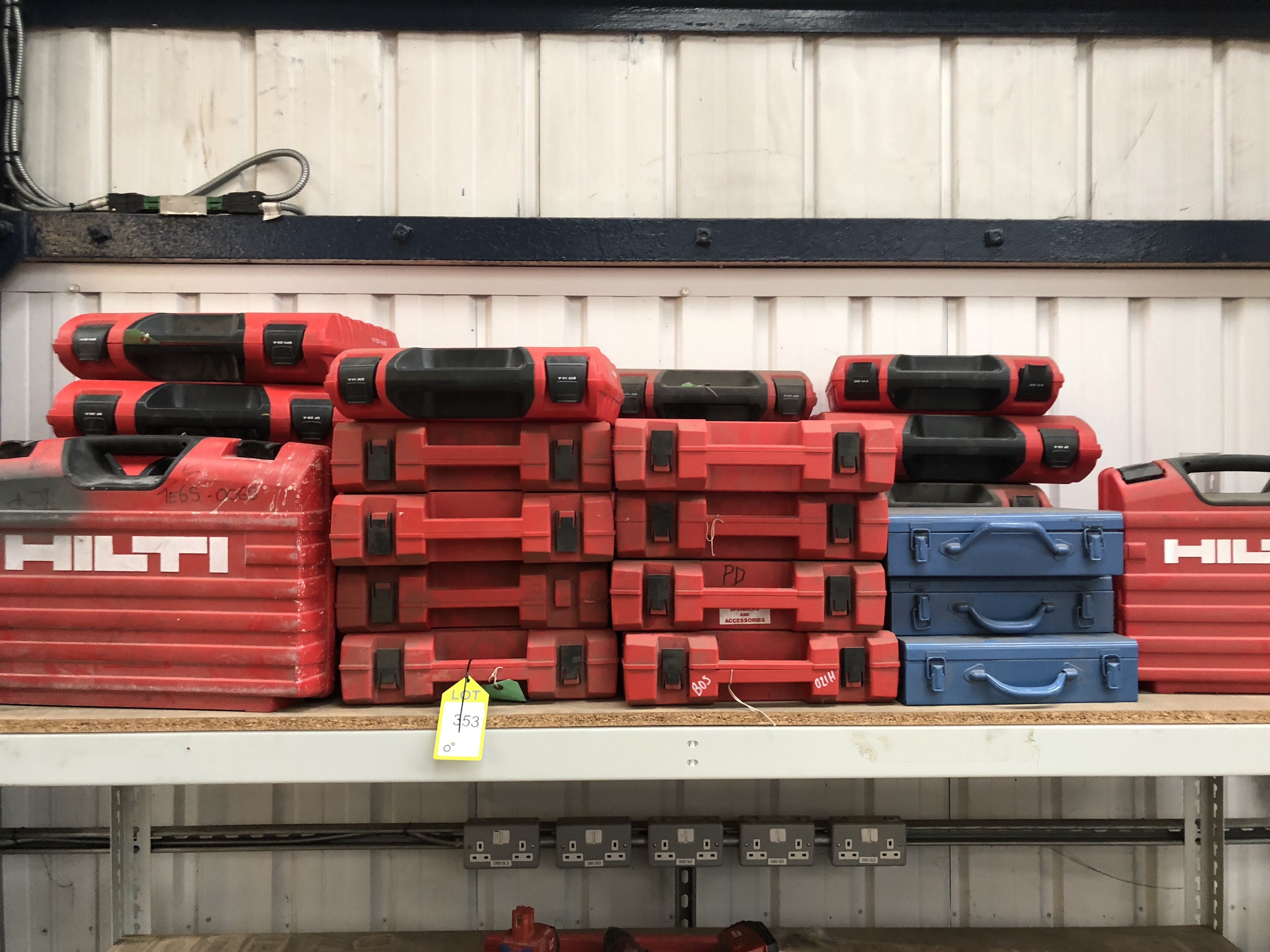 Large quantity Hilti Tool Boxes, to rack (located in Bay 4)