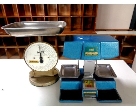 A set of Omal money scales together with a set of Salter coin scales  