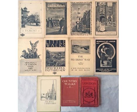 Selection of c1915-1924 Underground Group/LGOC GUIDE BOOKLETS eg Hampton Court, Dorking, London's Markets etc (9) plus 1936 '