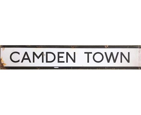 London Underground enamel PLATFORM FRIEZE PANEL from Camden Town station on the Northern Line. Measures 53" x 9" (135cm x 23c