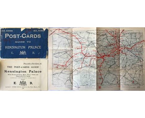 1908 Post-cards GUIDE to Kensington Palace including a fold-out District Railway Miniature Map of London, 8th edition. The ma