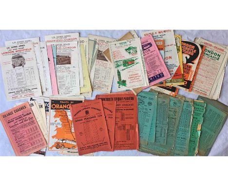 Considerable quantity (74) of 1920s, 1930s & 1950s (mainly 1930s) COACH SERVICES HANDBILLS (FLYERS) from East Midland Motor S